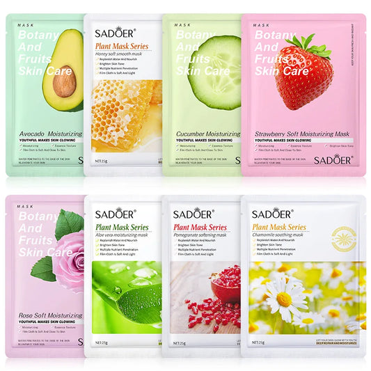 SADOER Fruit Face Masks – 8 Pack